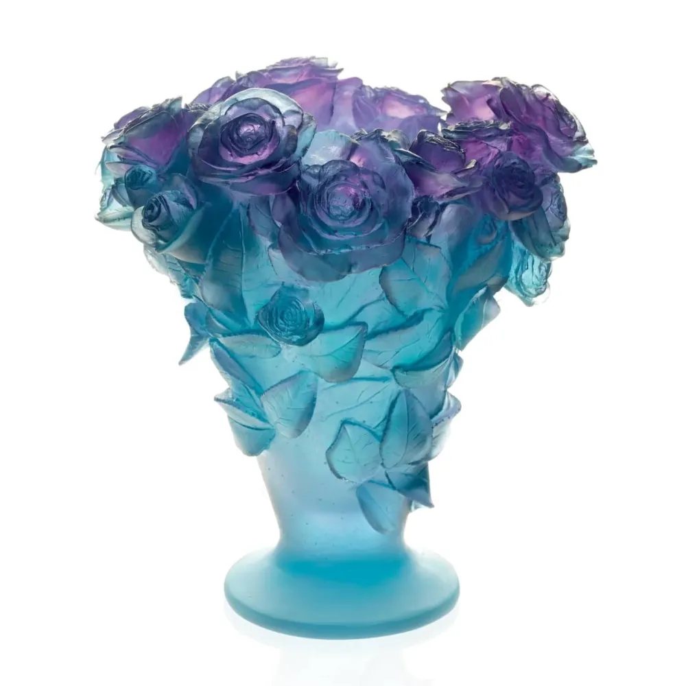 Vessière Cristaux Vases|Vases Cristal Couleur|Grand vase roses ultraviolet Daum