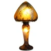Vessière Cristaux Lampes Pâte De Verre|Lampes Cristal|Grande lampe pâte de verre Tip Gallé décor glycine