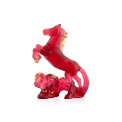 Vessière Cristaux Editions D’Art|Bestiaire|Horoscope Cheval Rouge et Or 2026 Daum