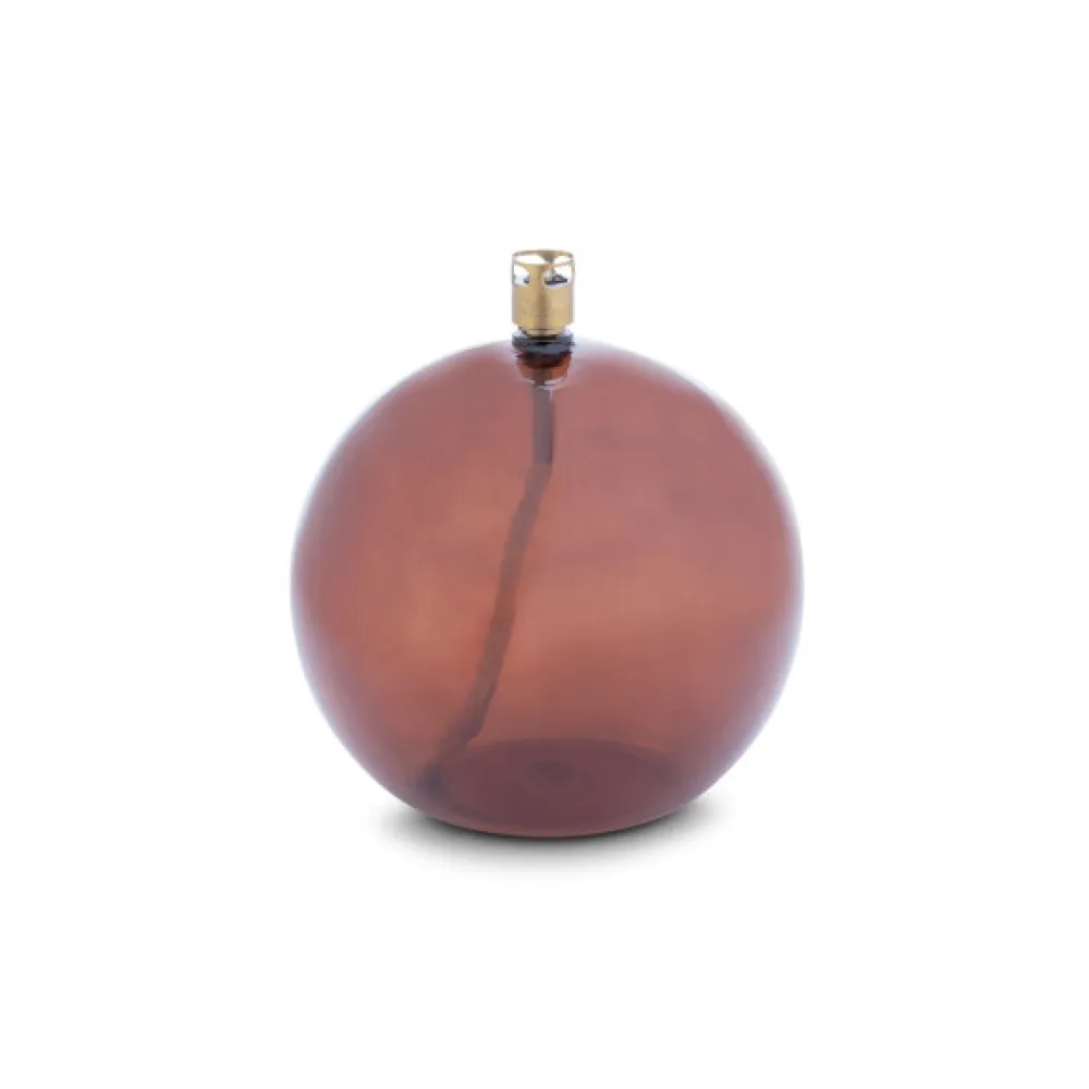 Vessière Cristaux Coupes, Coupelles Et Photophores|Lampes Cristal|Lampe à huile sphère verre couleur cognac