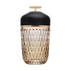 Vessière Cristaux Lampes Cristal|Lustre Luminaire Saint-Louis|Lampe baladeuse folia ambre bois noir cristal saint-louis