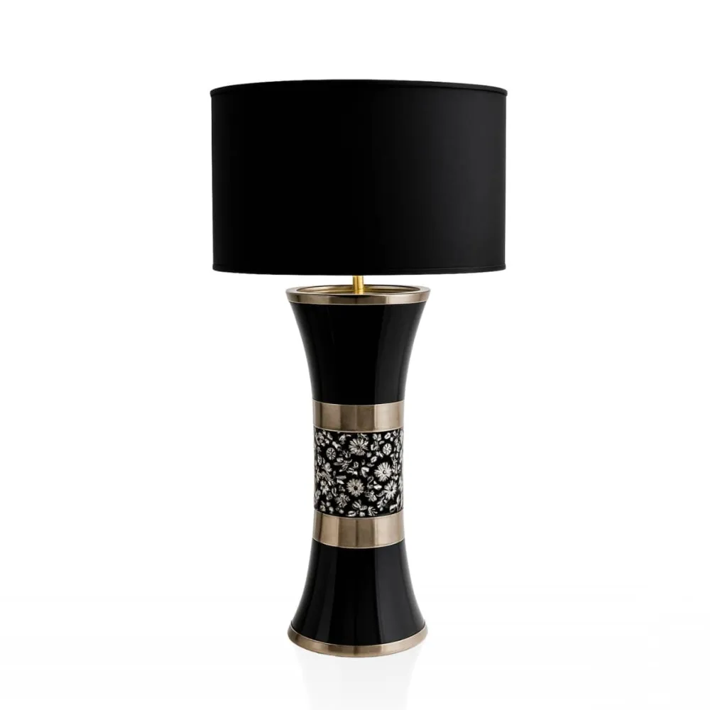 Vessière Cristaux Lampes|Lampes Cristal|Lampe Bayadère Graphit Flowers Émaux de Longwy