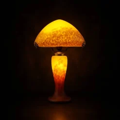 Vessière Cristaux Luminaires|Lampes Pâte De Verre|Lampe champignon pâte de verre jaune 7030