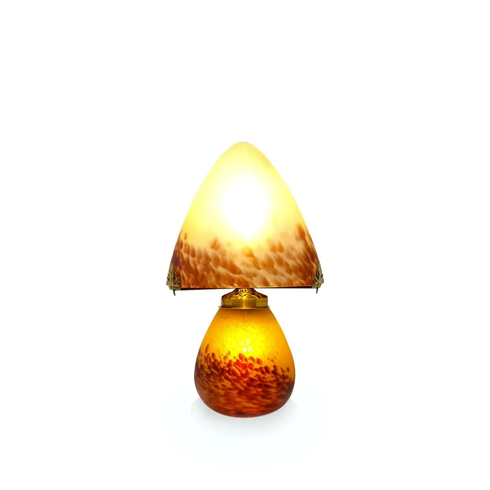 Vessière Cristaux Luminaires|Lampes Cristal|Lampe champignon pâte de verre ivoire 019