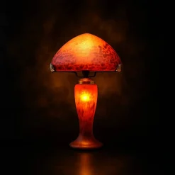 Vessière Cristaux Luminaires|Lampes Pâte De Verre|Lampe champignon pâte de verre rouge 7030