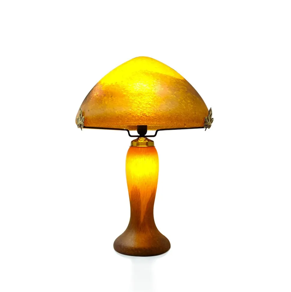 Vessière Cristaux Luminaires|Lampes Pâte De Verre|Lampe champignon pâte de verre orange 7030