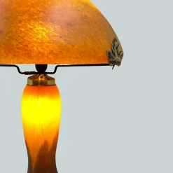 Vessière Cristaux Luminaires|Lampes Pâte De Verre|Lampe champignon pâte de verre orange 7030