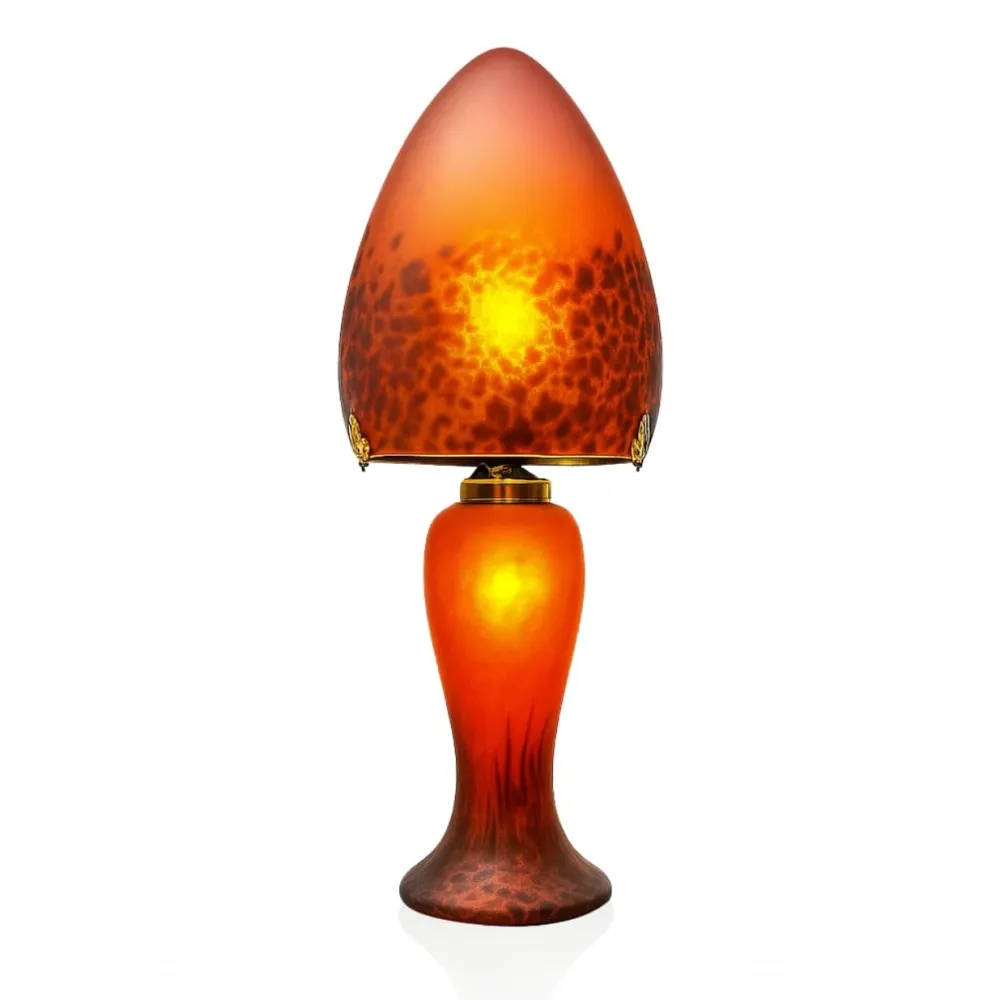 Vessière Cristaux Luminaires|Lampes Pâte De Verre|Lampe champignon pâte de verre 012 rouge
