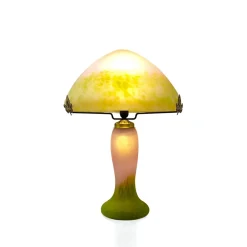 Vessière Cristaux Lampes Pâte De Verre|Lampes Cristal|Lampe champignon pâte de verre vert rose