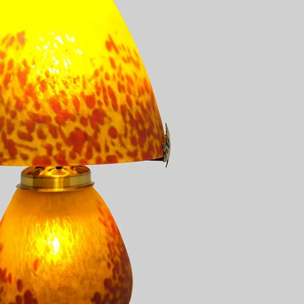 Vessière Cristaux Lampes Cristal|Luminaires|Lampe champignon pâte de verre jaune 019