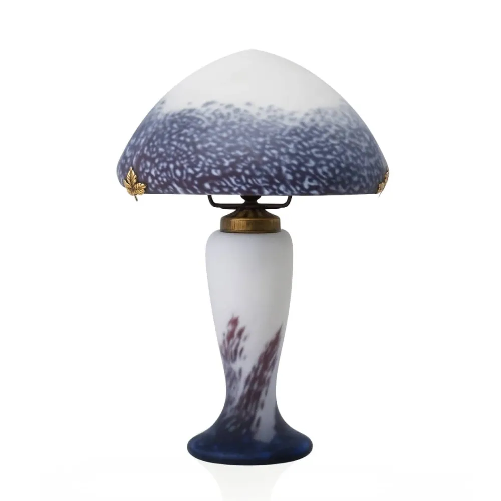 Vessière Cristaux Luminaires|Lampes Pâte De Verre|Lampe champignon pâte de verre violet