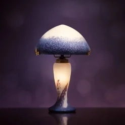 Vessière Cristaux Luminaires|Lampes Pâte De Verre|Lampe champignon pâte de verre violet