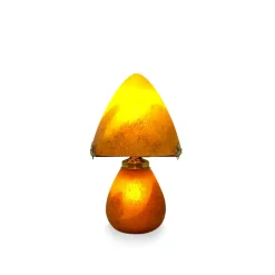 Vessière Cristaux Luminaires|Lampes Pâte De Verre|Lampe champignon pâte de verre orange 019