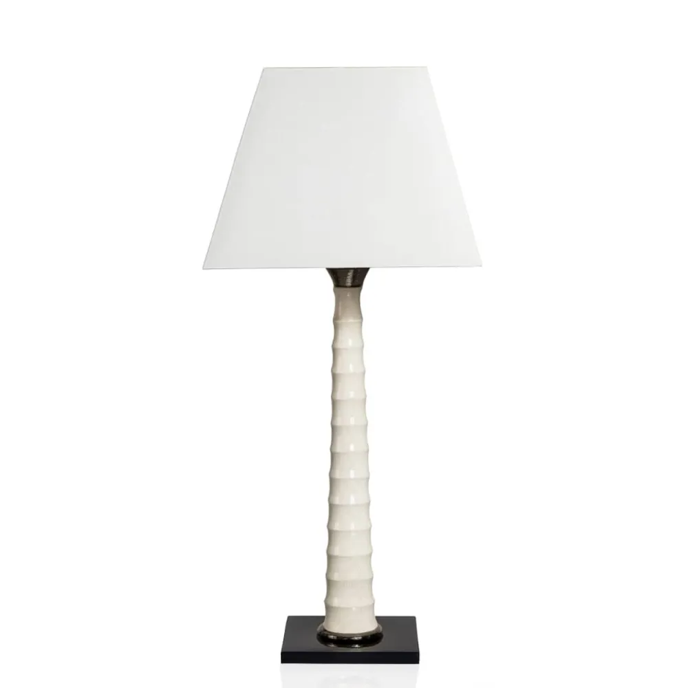 Vessière Cristaux Lampes|Lampes Cristal|Lampe Haute Bamboo Faïence de Longwy – Noir et platine