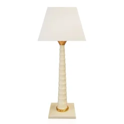 Vessière Cristaux Lampes|Lampes Cristal|Lampe Haute Bamboo Faïence de Longwy – Ivoir et or