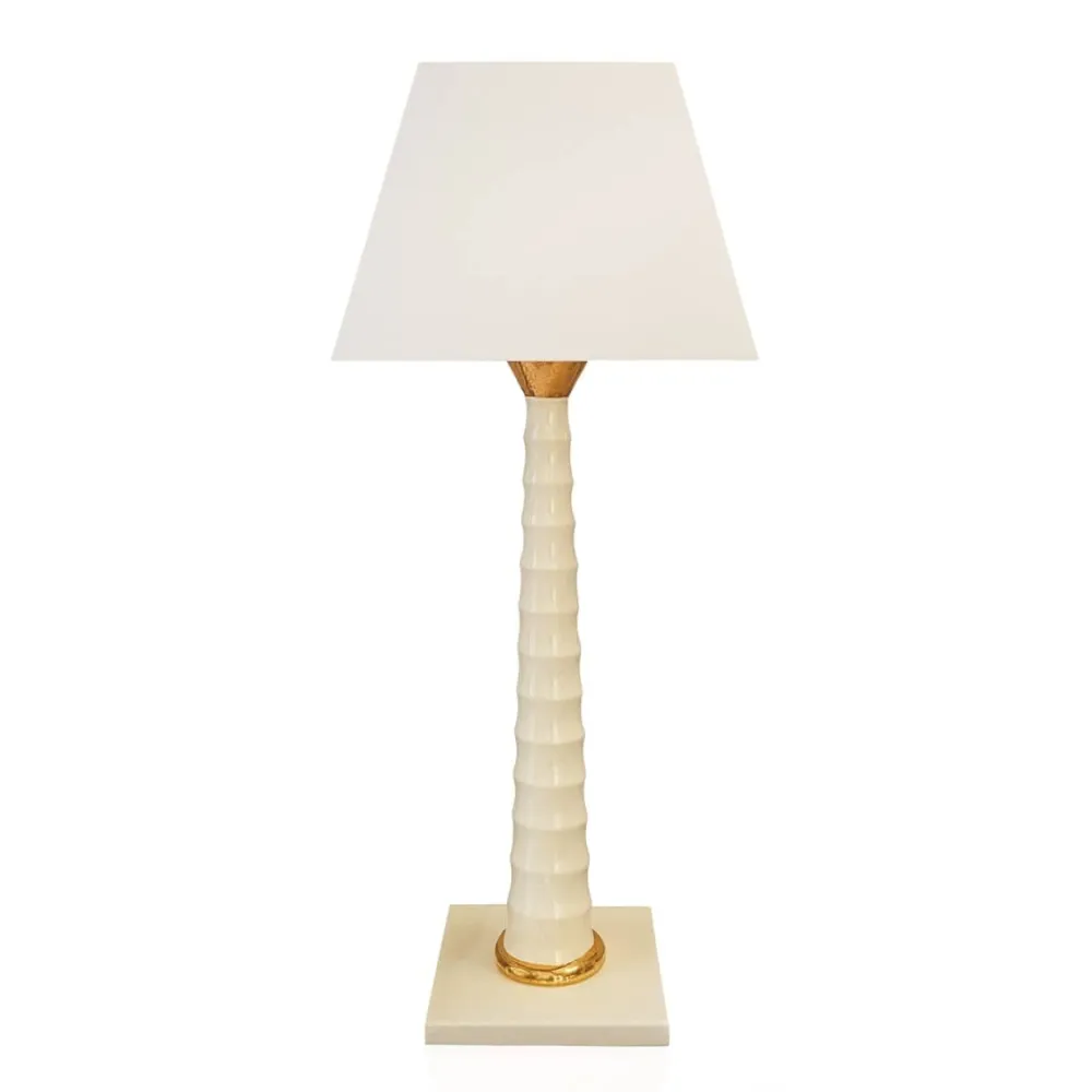 Vessière Cristaux Lampes|Lampes Cristal|Lampe Haute Bamboo Faïence de Longwy – Ivoir et or