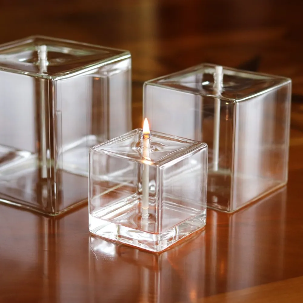 Vessière Cristaux Coupes, Coupelles Et Photophores|Lampes Cristal|Lampe huile carré verre