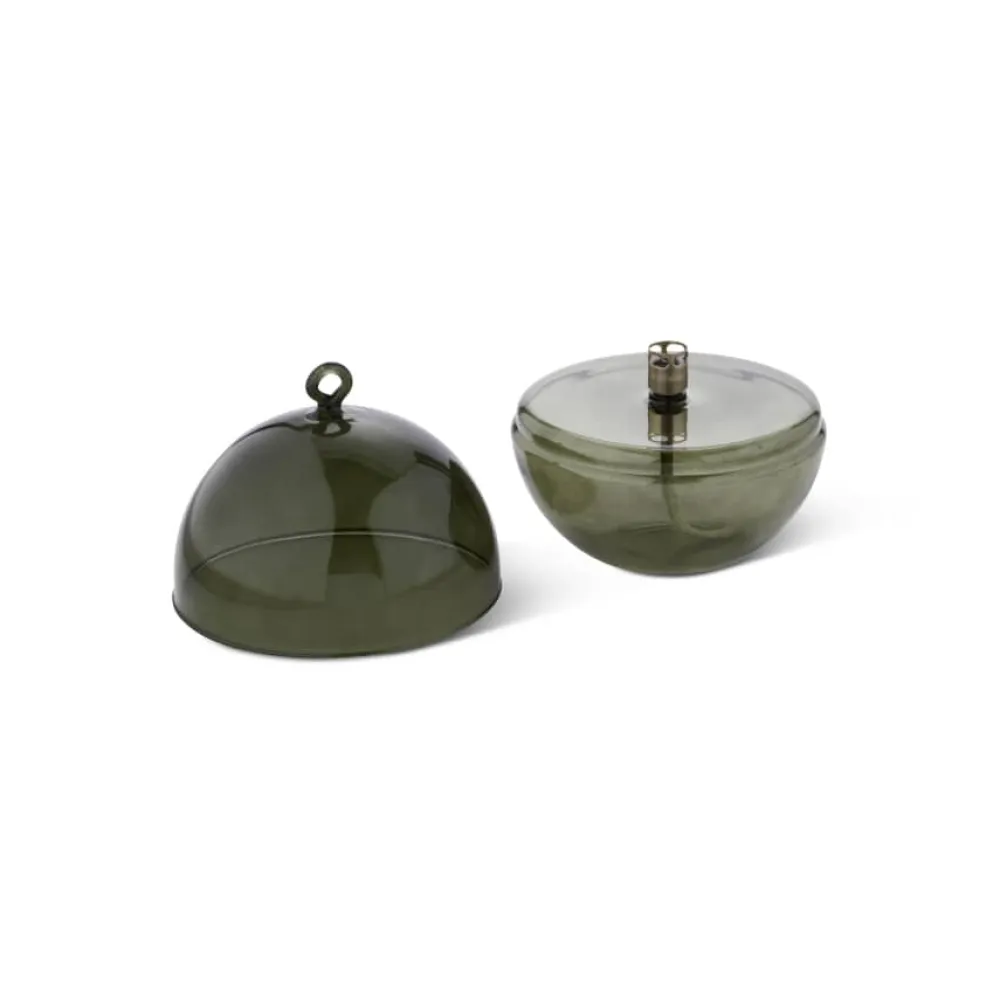 Vessière Cristaux Coupes, Coupelles Et Photophores|Lampes Cristal|Lampe huile cloche vert