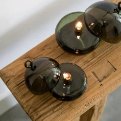 Vessière Cristaux Coupes, Coupelles Et Photophores|Lampes Cristal|Lampe huile cloche vert