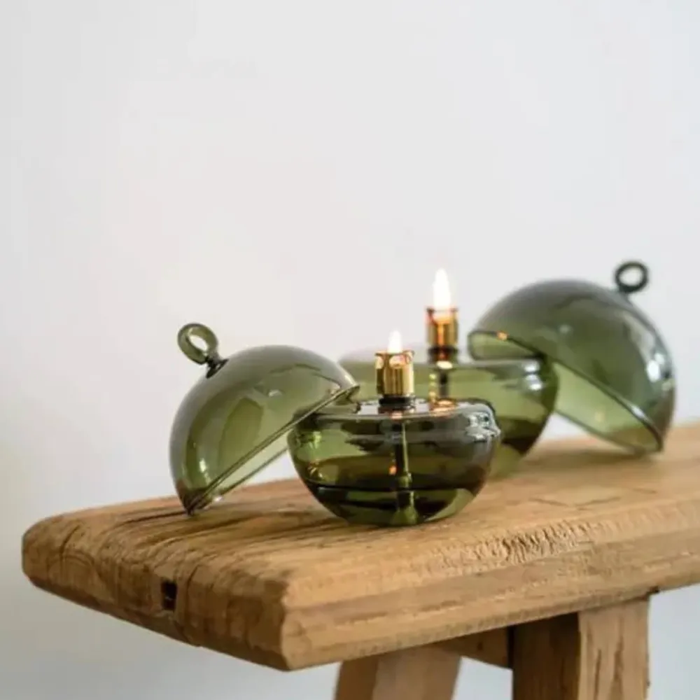 Vessière Cristaux Coupes, Coupelles Et Photophores|Lampes Cristal|Lampe huile cloche vert
