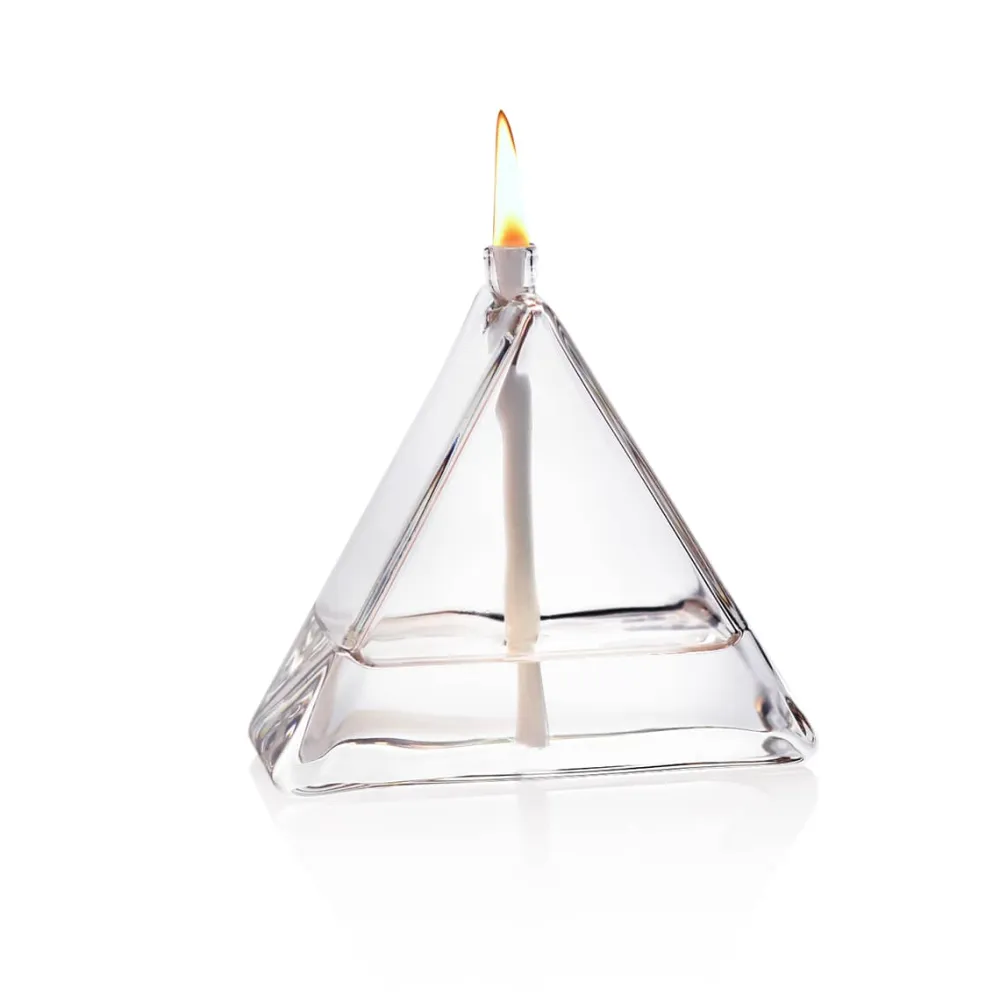 Vessière Cristaux Coupes, Coupelles Et Photophores|Lampes Cristal|Lampe huile en verre triangle