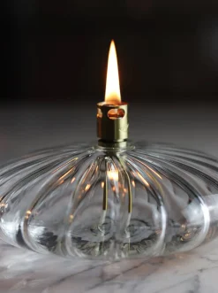 Vessière Cristaux Coupes, Coupelles Et Photophores|Lampes Cristal|Lampe huile élégance galet verre