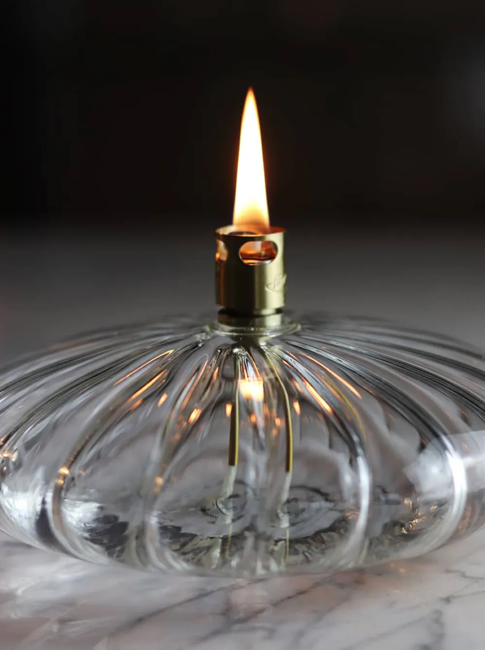 Vessière Cristaux Coupes, Coupelles Et Photophores|Lampes Cristal|Lampe huile élégance galet verre