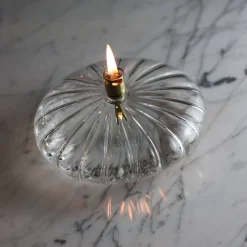 Vessière Cristaux Coupes, Coupelles Et Photophores|Lampes Cristal|Lampe huile élégance galet verre