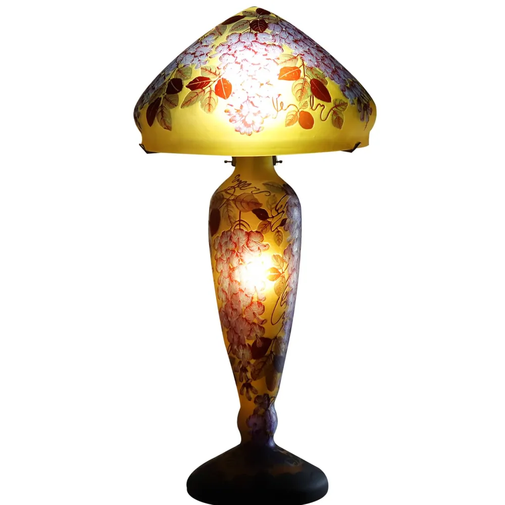Vessière Cristaux Lampes Pâte De Verre|Lampes Cristal|Lampe pâte de verre art nouveau – j Tip Gallé