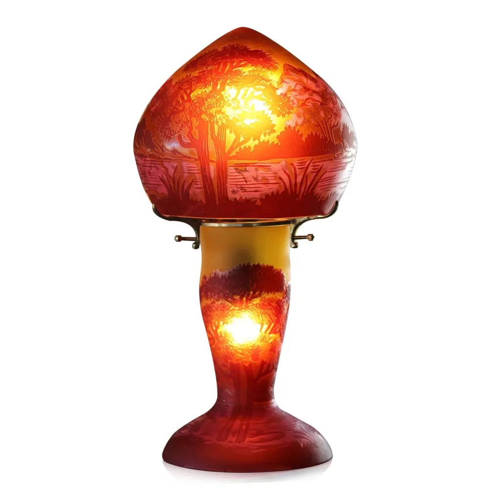 Vessière Cristaux Lampes Pâte De Verre|Lampes Cristal|Lampe pâte de verre art nouveau n°6 Tip Gallé