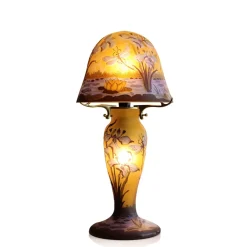 Vessière Cristaux Luminaires|Lampes Pâte De Verre|Lampe pâte de verre Tip Gallé décor libellule