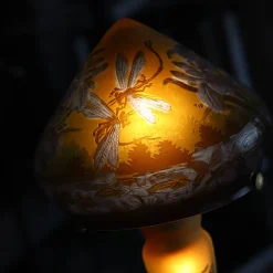 Vessière Cristaux Luminaires|Lampes Cristal|Lampe pâte de verre Tip Gallé décor libellules