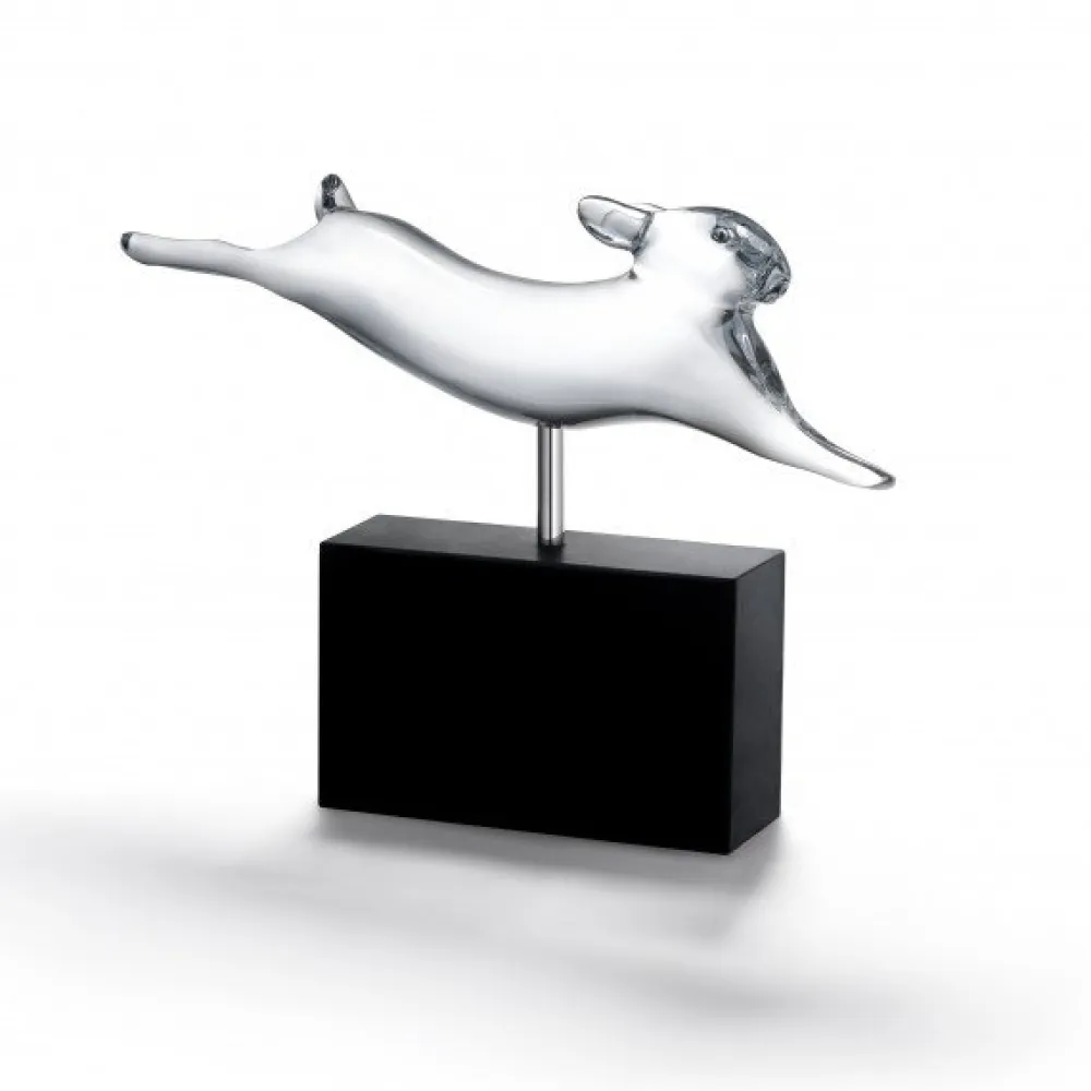 Vessière Cristaux Bestiaire|Animaux Cristal|Lapin courant cristal baccarat f. pompon