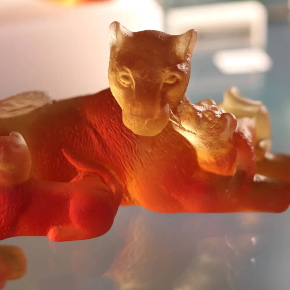 Vessière Cristaux Bestiaire|Animaux Cristal|Lionne et lionceaux daum