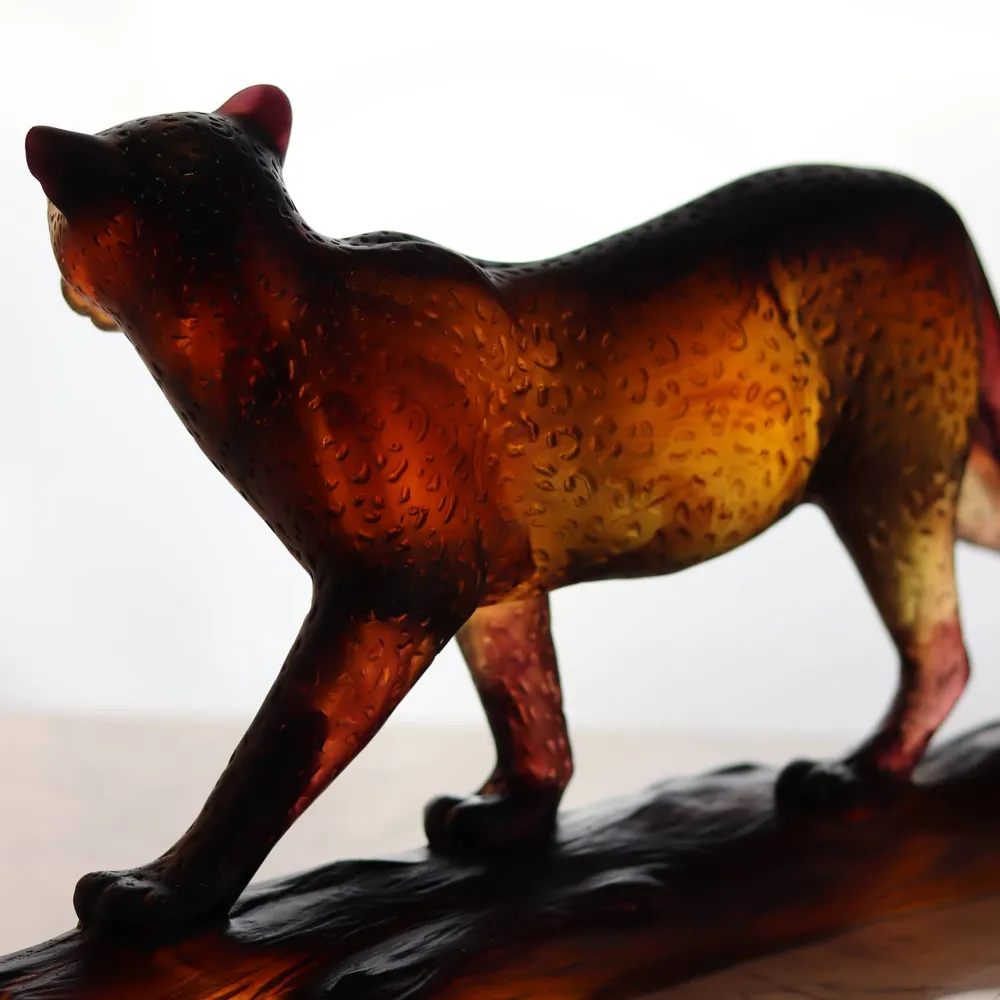 Vessière Cristaux Bestiaire|Animaux Cristal|Léopard tropical Daum