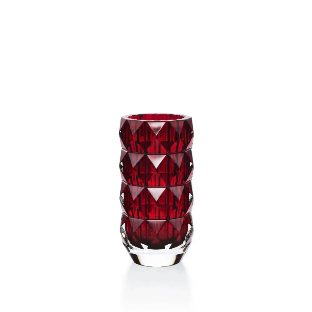 Vessière Cristaux Vases|Vases Cristal Clair|Louxor vase rond rouge pm Baccarat