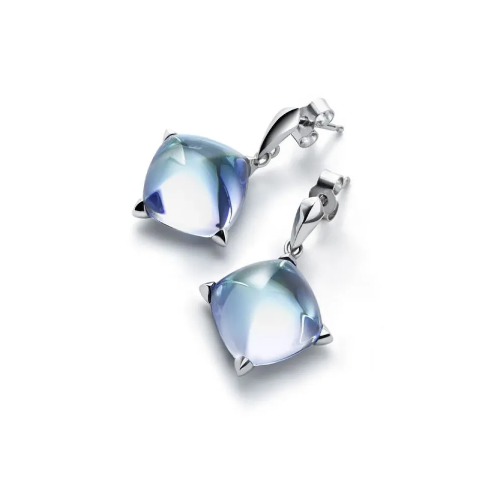 Vessière Cristaux Boucles D’Oreilles Cristal|Boucles D’Oreilles|Médicis boucles d’oreilles tiges aqua miroir baccarat