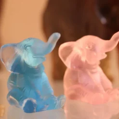 Vessière Cristaux Bestiaire|Figurines Miniature Cristal|Mini éléphant Daum
