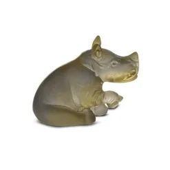 Vessière Cristaux Bestiaire|Figurines Miniature Cristal|Mini rhinocéros gris daum