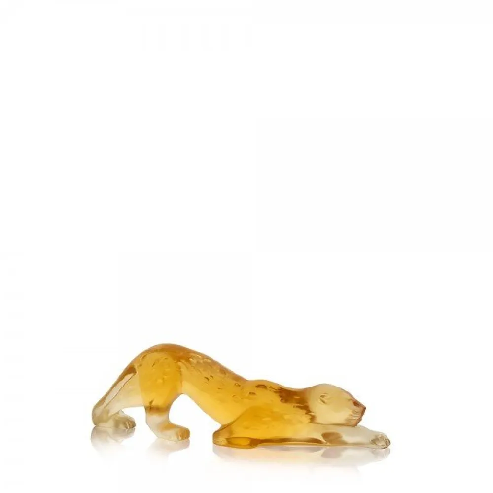 Vessière Cristaux Sculptures Et Figurines|Bestiaire|Panthère zeila ambre lalique