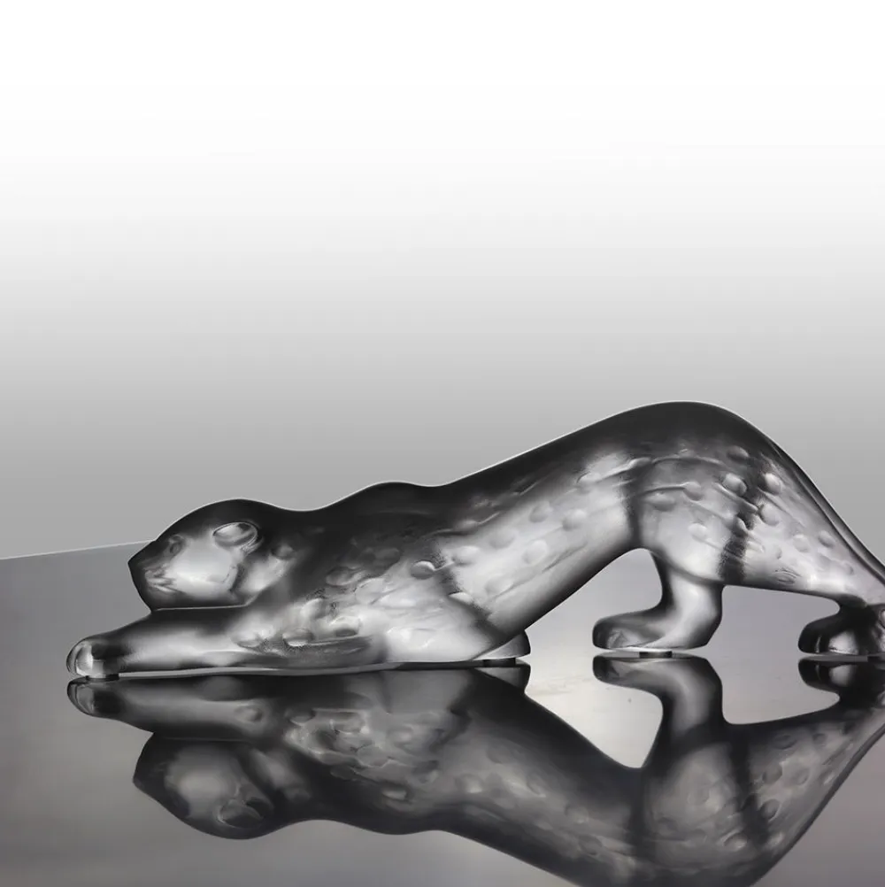 Vessière Cristaux Sculptures Et Figurines|Bestiaire|Panthère zeila grise lalique