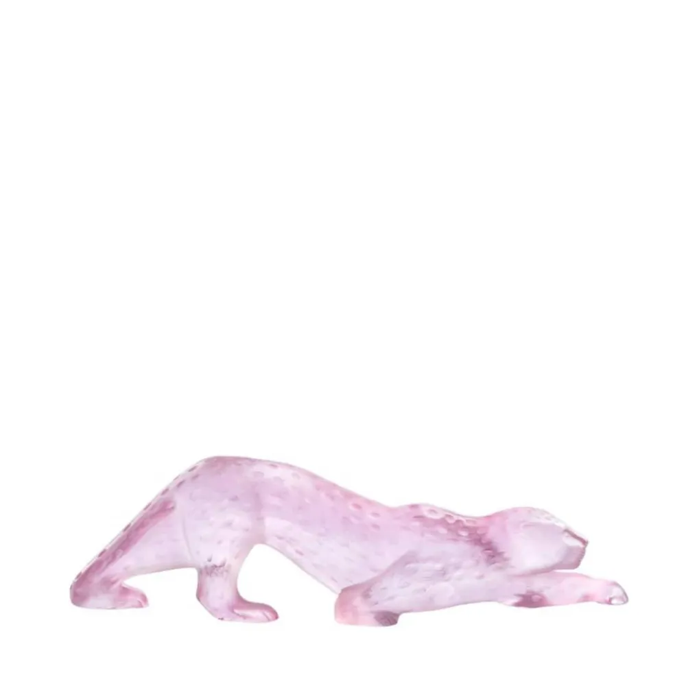 Vessière Cristaux Bestiaire|Animaux Cristal|Panthère zeila rose gm Lalique
