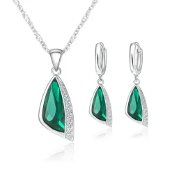 Vessière Cristaux Pendentifs Cristal|Pendentifs|Parure pendentif + boucles d’oreilles noces d’emeraude