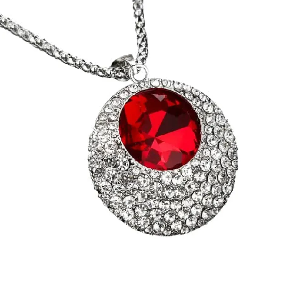 Vessière Cristaux Pendentifs Cristal|Pendentifs|Pendentif rond éclatant cristal rouge