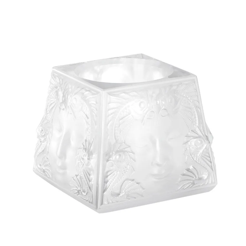 Vessière Cristaux Coupes, Coupelles Et Photophores|Photophores, Bougeoirs Cristal|Photophore masque de femme lalique