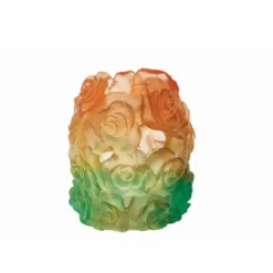 Vessière Cristaux Photophores, Bougeoirs Cristal|Photophore rose passion vert orange daum