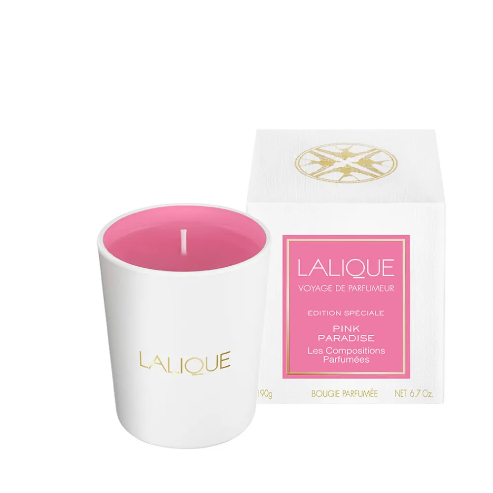 Vessière Cristaux Coupes, Coupelles Et Photophores|Bougies Lalique|Pink Paradise, bougie parfumée Lalique