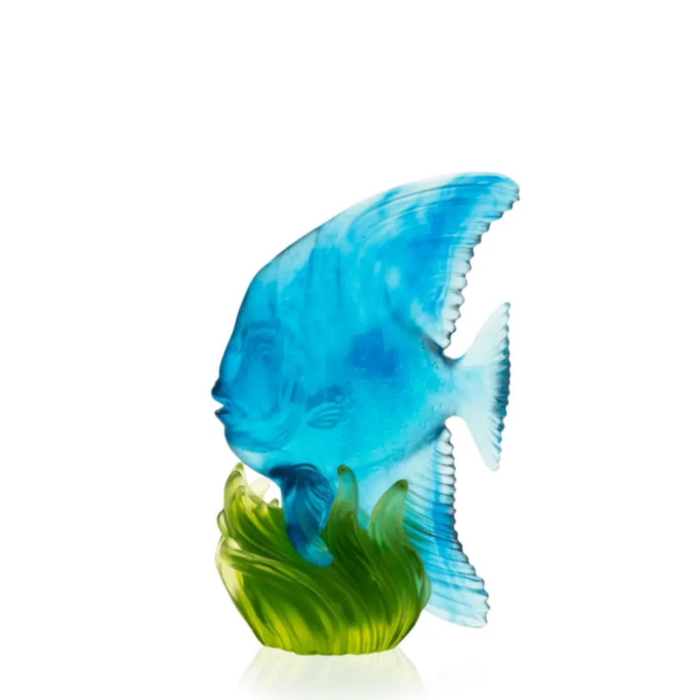Vessière Cristaux Animaux Cristal|Bestiaire|Platax Moyen Modèle Bleu & Vert Maya Daum