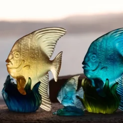Vessière Cristaux Animaux Cristal|Bestiaire|Platax Moyen Modèle Bleu & Vert Maya Daum