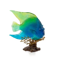 Vessière Cristaux Bestiaire|Animaux Cristal|Poisson ange royal bleu jaune mer de corail daum